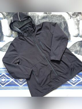 Men's Black Hooded Softshell Fleece Lined Jacket 3XL